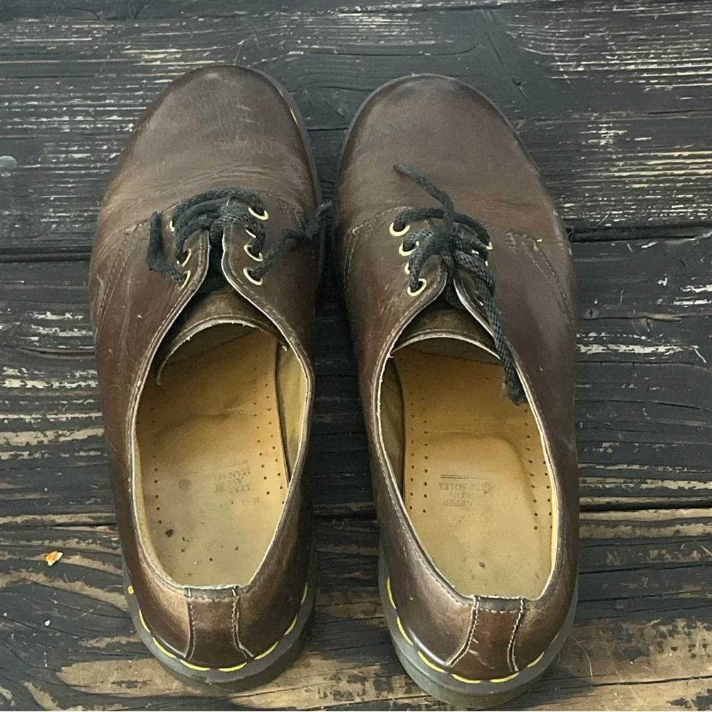 Vintage Doc Dr Martens 1561 Made in England 4 Eyelet Oxford Brown Leather Shoes